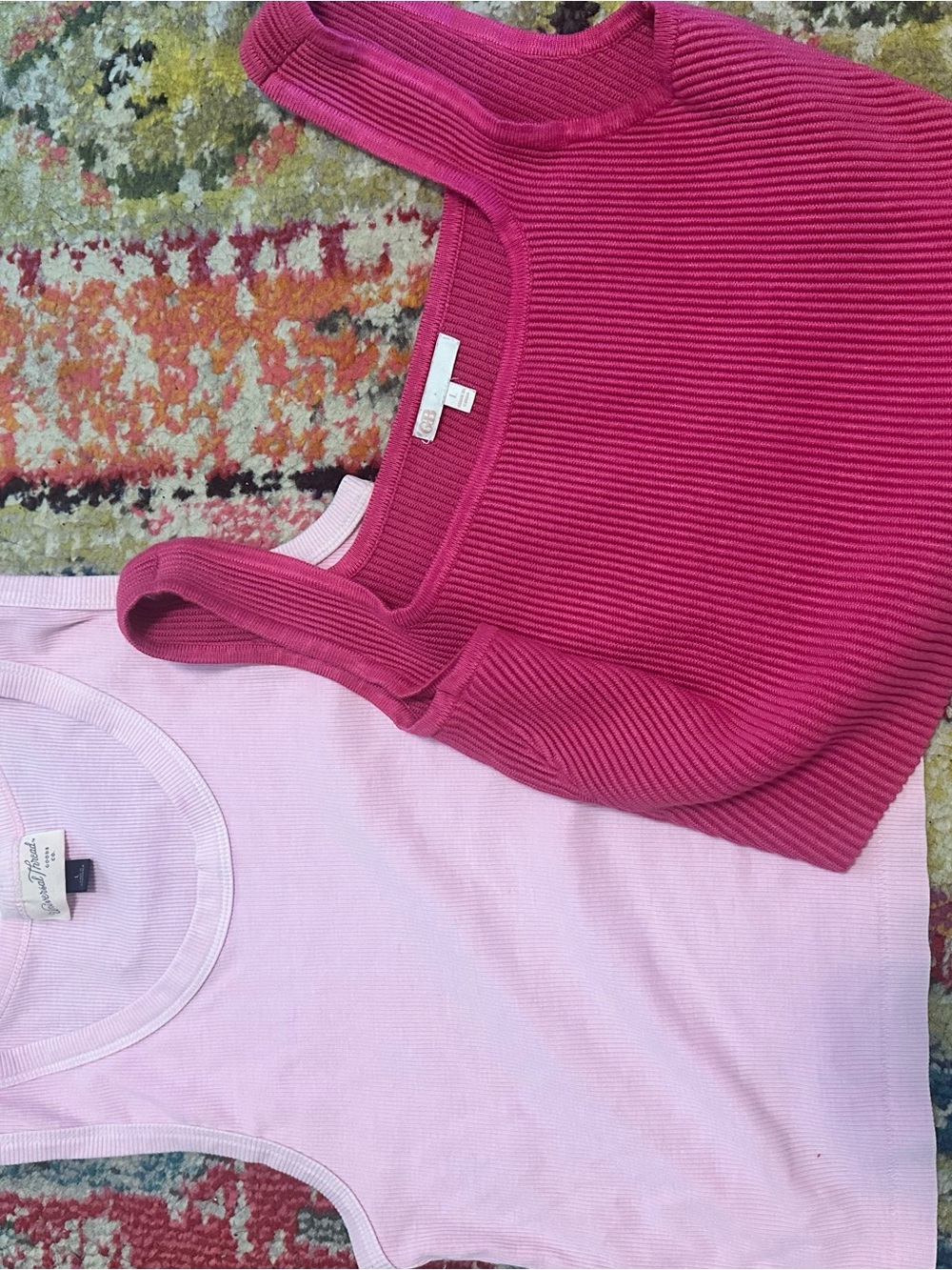 Juniors size L Ribbed Tank Bundle- Light and Dark Pink